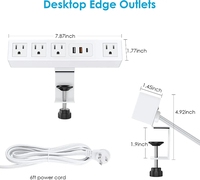 Multiprise à fixation sur bureau avec chargeur USB, 4 prises, protection contre les surtensions 1200J, montage sur bord de bureau, prises 65W-100W pour bureaux