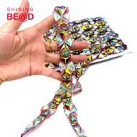 Bordure thermocollante en strass AB colorés et garniture de cristaux lourds perlés pour tenues de carnaval de Trinité-et-Tobago et accessoires de costumes de danse