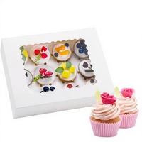 Scatola Pieghevole in Cartone Riciclabile per Alimenti per Bambini e Cupcake, Confezione con Finestra Trasparente da 2/4/6/12 Pezzi