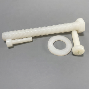 Pernos de Cabeza Hexagonal de Nylon Blanco, Rosca Métrica ANSI/JIS M2.5, Fijaciones de Rosca Completa, Grado GR5, Acabado Recubierto para Muebles y Equipos - Product Image 1
