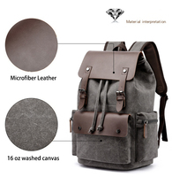 Sac à dos de randonnée vintage décontracté en toile et cuir grande capacité ZUOLUNDUO, multifonctionnel, pour l'école, les voyages, portable et tendance