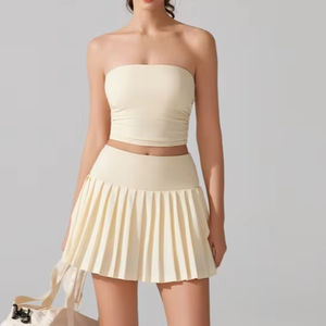 最新女士运动瑜伽跑步健身百褶瑜伽裙高腰带口袋户外网球高尔夫裙 - Product Image 3