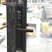 Porte pivotante en verre et aluminium de sécurité pour l'entrée principale de la villa, pliante, avec design élégant.
