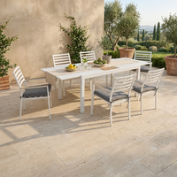Ensemble de salle à manger extensible moderne pour l'extérieur, 7 pièces, structure en aluminium thermolaqué, table et chaises extensibles pour villa, jardin, parc