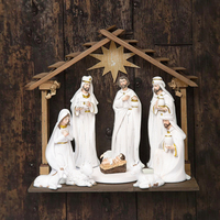 Statues religieuses de Noël peintes à la main, scène de crèche en résine pour décor de vacances