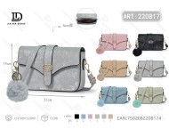 Sac bandoulière pour femme en microfibre, cuir synthétique, couleur unie, décoration à pompon, toutes saisons - Product Image 1