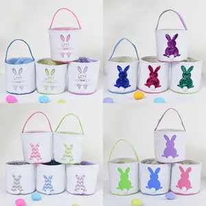 ईस्टर 2022 नई अमेज़न के लिए कैनवास बैग DIY ईस्टर खरगोश कान सजावट उपहार चलनेवाली बैग ईस्टर की बाल्टी टोकरी