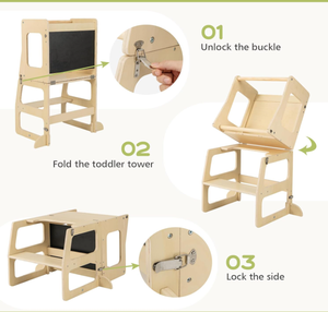 Parque Infantil Interior 8 en 1, Juguetes de Escalada, Triángulo <span class=keywords><strong>Pikler</strong></span> de Madera, Gimnasio Montessori Plegable de Madera con Torre, Escalera, Rampa y Tobogán - Product Image 3