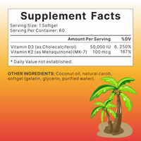 Wellbody OEM/ODM Votre logo approvisionnement d'usine Halal d3 k2 vitamines D3 softgel complément alimentaire de qualité alimentaire Immune Health Bone