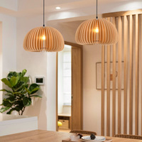 Lustre de plafond scandinave moderne rustique avec cadre en bois, éclairage LED blanc chaud moyen, pour salle à manger, maison, hôtel, restaurant