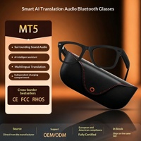 Lunettes intelligentes transfrontalières MT5 pour appels, traduction IA, assistant vocal, lecture de musique, contrôle tactile, batterie 300 mAh
