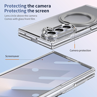 Funda Magnética para Teléfono con Anillo, Doble Color, Resistente a Golpes, Plegable, con Cristal Templado para Samsung Galaxy Fold 8 Ultra 7 6 5 4 3