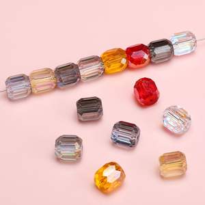 Cuentas de cristal redondas facetadas, cuentas en forma de tambor con agujero grande para fabricación de joyas DIY, decoración de collares - Product Image 1