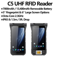 Lector/Escritor UHF RFID ISO 18000-6C ABS PDA Portátil Android 13 con Escáner de Código de Barras 2D de Largo Alcance (20m) Resistente para Uso Industrial JINTOU