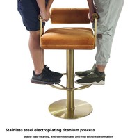Chinnovation Chaise de bar commerciale en acier inoxydable, style luxe léger, tabouret haut réglable et pivotant, mobilier de bar pour hôtel et café, garantie 1 an