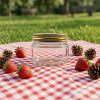 Pot rond en verre avec capuchon argenté, bouteille de stockage de la sauce tomate, à large bouche en silex, 150ml 5oz
