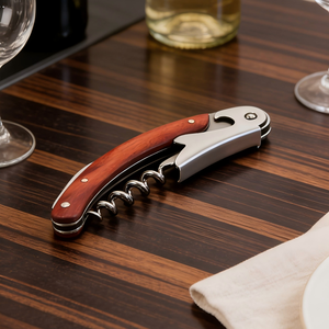 Tire-bouchon professionnel Uuhom, couteau de sommelier, ouvre-bouteille de vin et de bière, corps en acier inoxydable, manche en bois, cadeau promotionnel - Product Image 1