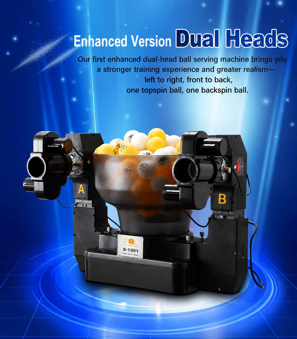HuiPang S1001 Professional Heavy Duty Table Tennis Ball Machine Dual-Head Design Club Grade Stable 12KG Ping Pong Robot