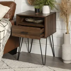 1 - Drawer Night Stand with Iron Legs Living Room Cabinet Bedside Table Bedside Cabinet