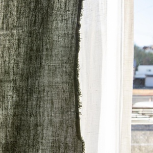 Clot 100% Linen <b>Curtains</b> Light Filtering <b>Curtains</b> Natural Color Block <b>Window</b> <b>Curtains</b> Europe Woven Solid Embroidered Custom Size - Product Image 2