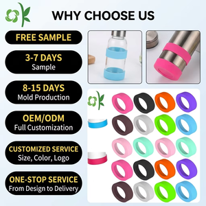 OKSILICONE 7cm Manchon de protection coloré réutilisable en silicone antidérapant pour bouteille d'eau à boire directement - Product Image 1