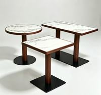Table basse ronde en acier durable de style tulipe avec plateau en marbre facile à nettoyer pour le salon, meubles de maison