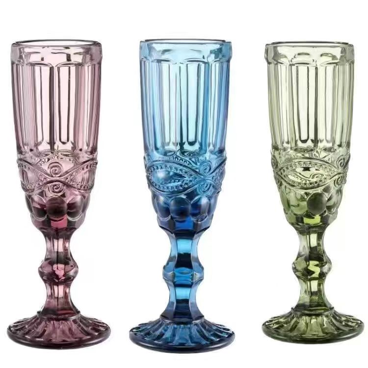 Solid glass drinking cups popular wholesale tall and thin diamond glass cups