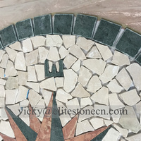Mosaik Medali Batu Pecah Tak Beraturan Motif Kompas Bulat untuk Dekorasi Lantai Pintu Masuk/Lobi