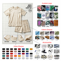 Ensemble deux pièces homme sur mesure, chemise décontractée slim fit en tissu gaufré respirant à col rabattu et boutons, idéal pour l'été, 100% coton