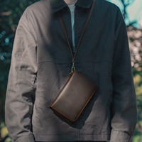 Pochette zippée multifonction vintage en cuir Crazy Horse, style rétro européen-américain, porte-passeport avec cordon, grande capacité pour cartes