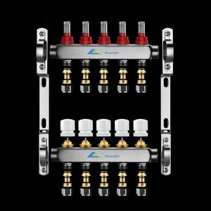 Collettore per <span class=keywords><strong>Riscaldamento</strong></span> <span class=keywords><strong>a</strong></span> <span class=keywords><strong>Pavimento</strong></span> in Acciaio Inox, Set con Valvola Miscelatrice Termostatica, Controllo Intelligente e Flussometro - Product Image 3