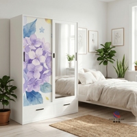 Armoire en acier moderne à 2 portes avec barre de suspension et étagères pour chambre à coucher
