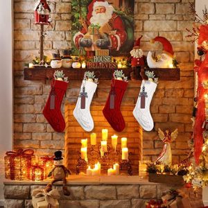 Etiquettes décoratives de Noël en bois KingWIN 12x3cm avec perles et ruban pour décorations de fêtes - Product Image 2