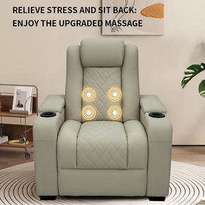 Sillón Reclinable Eléctrico de Cuero Italiano de Lujo, Conjunto de Sofás de Cine en Casa Personalizado, con Portavasos Refrigerante LED Extensible, Genuino - Product Image 2