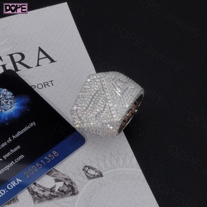 フルアイスアウトメンズリングHiphop VVSダイヤモンドシェイプカスタムロゴヒーロー925シルバーMoissaniteリング - Product Image 2