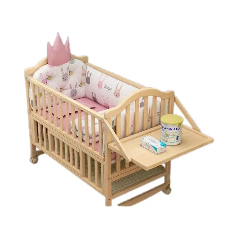 Cama de bebê para meninos e meninas, cama infantil ajustável com guarda-corpo, rede mosquiteira ajustável para bebês