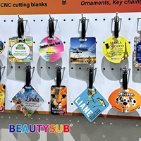 Étiquettes de bagage personnalisées en MDF brillant pour sublimation BEAUTYSUB, imprimables, en bois, pour impression par transfert thermique