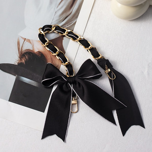 <span class=keywords><strong>Chaîne</strong></span> de <span class=keywords><strong>téléphone</strong></span> portable suspendue <span class=keywords><strong>pour</strong></span> poignet <span class=keywords><strong>Chaîne</strong></span> de <span class=keywords><strong>téléphone</strong></span> portable Advanced Sense Woven Metal Polyester Mobile Phone Short Black Bowknot - Product Image 2