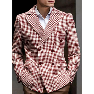 Blazer da <span class=keywords><strong>Uomo</strong></span> Personalizzabile in Stile Pied-de-Poule, Giacca Doppiopetto Stile Smoking con Chiusura <span class=keywords><strong>a</strong></span> Cerniera, per Ufficio, Feste e Occasioni Casual - Product Image 2