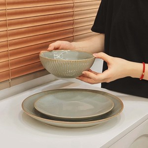 Wholesale High-end Bluish-gray 10-inch Household Ceramic Sharing and Barbecue Plates <b>for</b> Pastry & Dessert Serving - Product Image 4