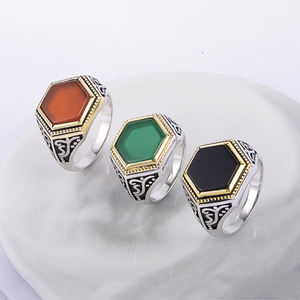 خاتم رجالي جديد بالجملة من الذهب عيار 18 قيراط مع أحجار كريمة - Product Image 6