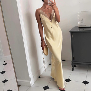 knee length dresses for ladies Farida Yellow Lace Maxi Dress - US 6