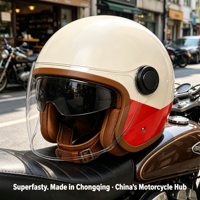 Casque de moto demi-face de luxe en ABS avec système de déverrouillage rapide, imperméable, pour toutes les saisons, équipement de protection pour la conduite en toutes conditions météorologiques