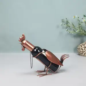 Thuis Decoratieve Wijnfles Houder Metalen Creatieve Kip Haan Vogel Enkele Wijnfles Houder