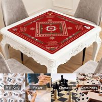 Tapis de Mahjong Rouge en Gros 31,5x31,5 Pouces Antidérapant et Anti-Bruit pour Jeux de Société, Poker, Dominos - Cadeau Mahjong