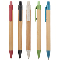 Stylo bille rétractable en bambou écologique avec clip en paille de blé, gravure laser 1,0 mm, impression UV, logo personnalisé, stylo publicitaire