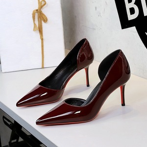 Escarpins D'Orsay à bout pointu en cuir verni <span class=keywords><strong>bordeaux</strong></span>, talons aiguilles, semelle <span class=keywords><strong>rouge</strong></span>, sexy, pour femme, idéal pour le bureau - Product Image 4