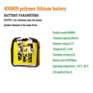 Auf Lager <span class=keywords><strong>Llipo</strong></span> Batterie wiederauf ladbar klein 400909 25Mah 30Mah 40Mah 50Mah 3,7 V Lithium Batterie für Kopfhörer Batterie Lithium - Product Image 3