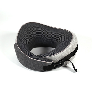 Memory Foam <b>U</b>-<b>Shaped</b> Neck <b>Pillow</b> Grey Cotton Fabric Travel <b>Pillow</b> For Airplane Use - Product Image 2