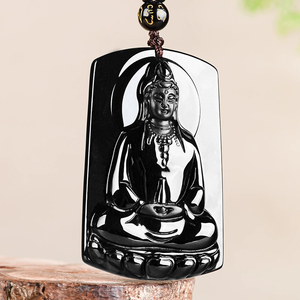หยกธรรมชาติเลียนแบบหยกแท้ รูปทรงขวด พระพุทธรูปเจ้าแม่กวนอิม จี้หยก - Product Image 1